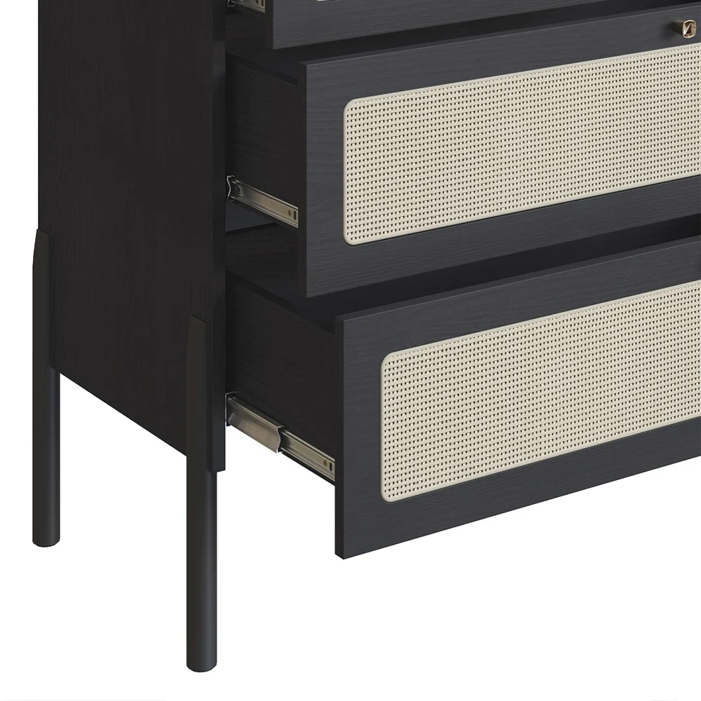 Cômoda Para Quarto 3 Gavetas Pés Madeira Arlo A10 Nero/Preto - Mpozenato