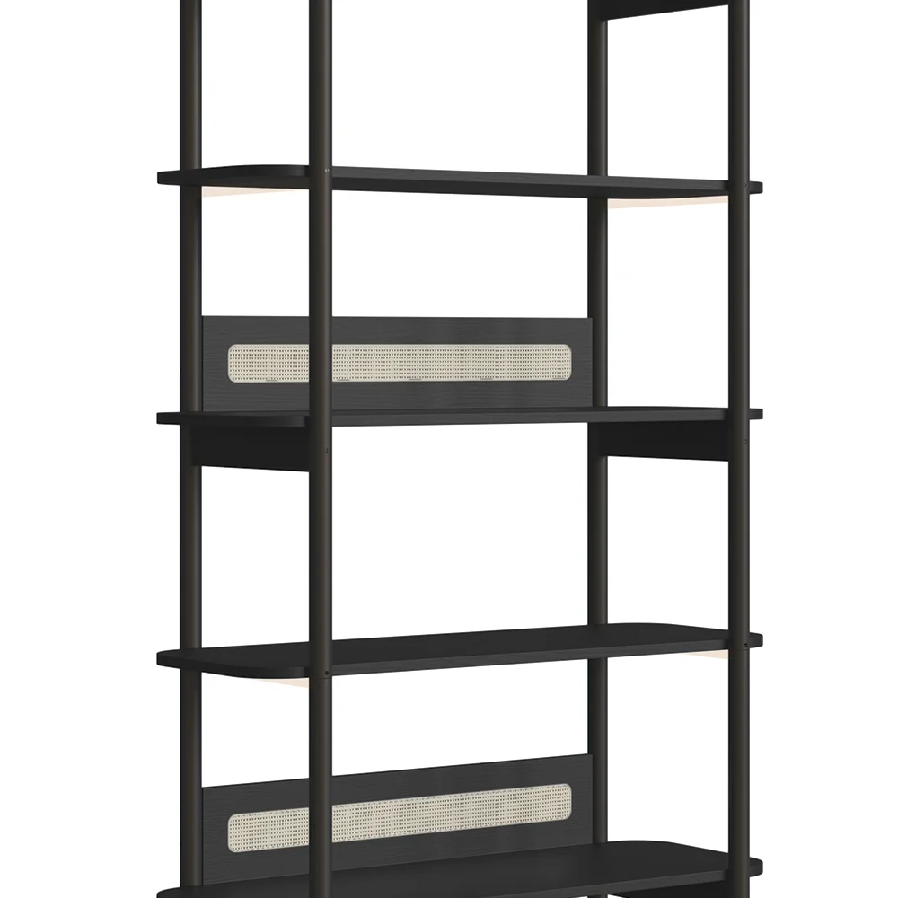 Mesa Escrivaninha e Estante Pés Madeira Arlo A10 Nero/Preto - Mpozenato