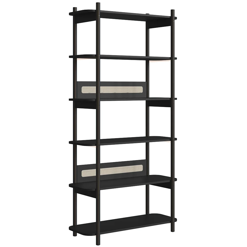 Mesa Escrivaninha e Estante Pés Madeira Arlo A10 Nero/Preto - Mpozenato