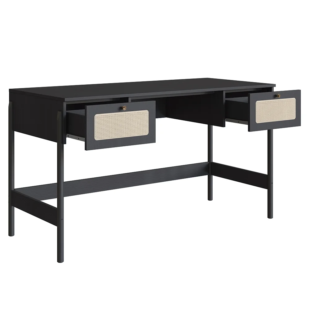 Mesa Escrivaninha e Estante Pés Madeira Arlo A10 Nero/Preto - Mpozenato