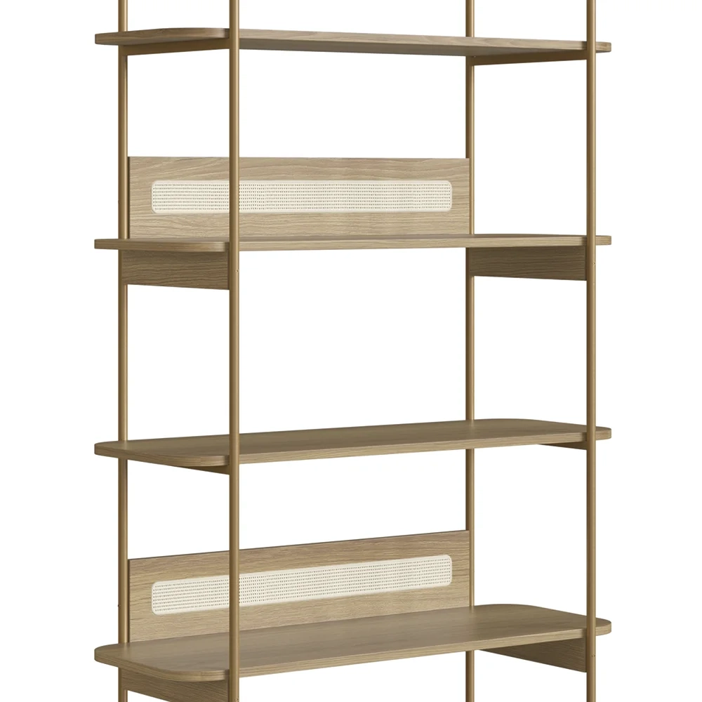 Mesa Escrivaninha e Estante Pé Metal Arlo A10 Hanover/Dourado - Mpozenato