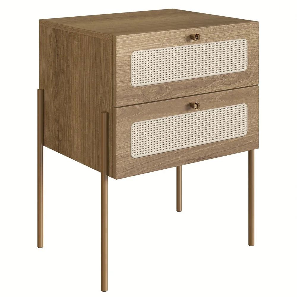 Cabeceira Solteiro e Mesa Pés de Metal Arlo A10 Hanover/Dourado - Mpozenato