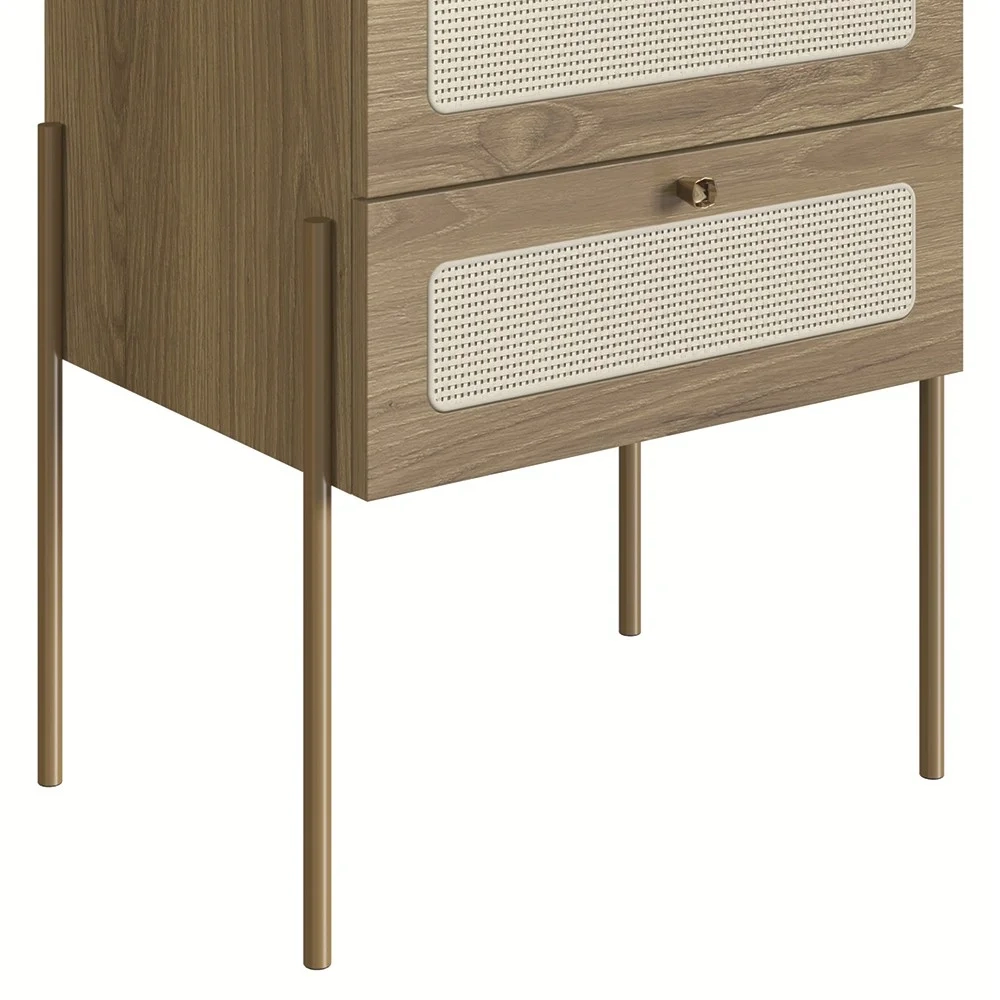 Cabeceira Solteiro e Mesa Pés de Metal Arlo A10 Hanover/Dourado - Mpozenato