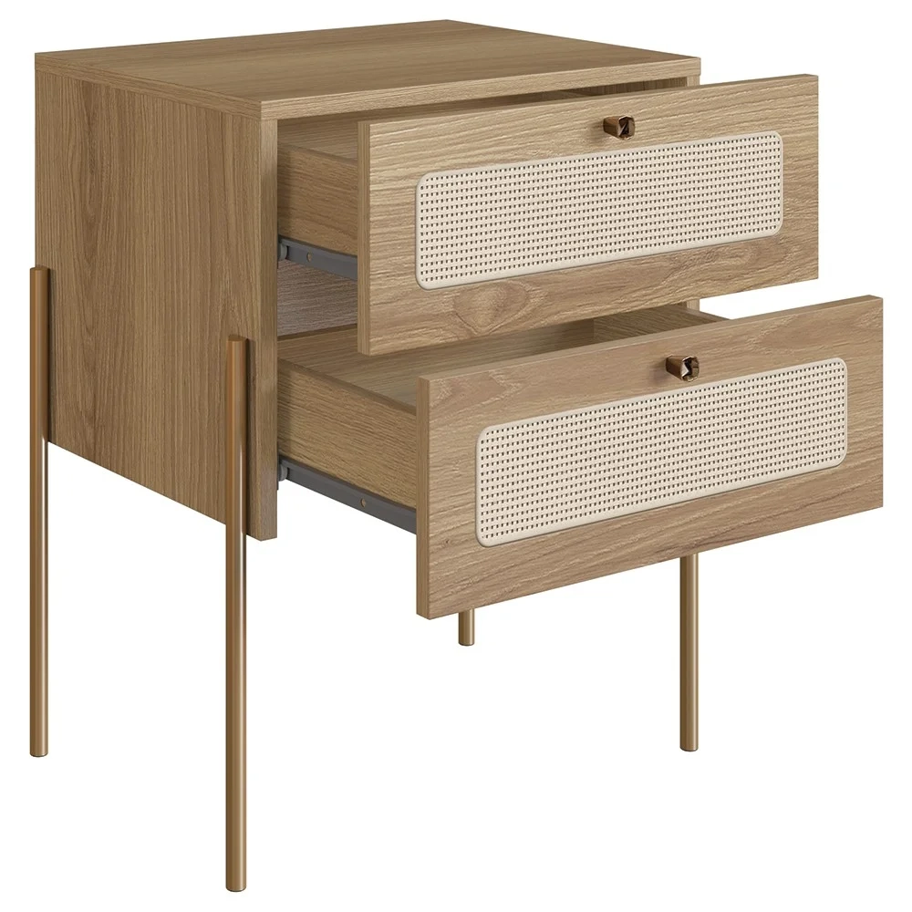 Cabeceira Solteiro e Mesa Pés de Metal Arlo A10 Hanover/Dourado - Mpozenato