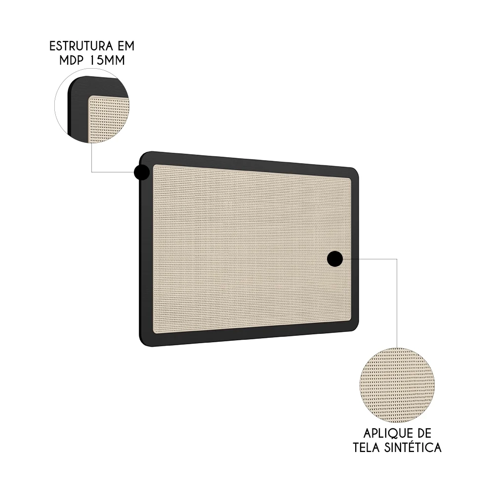 Cabeceira Solteiro e Mesa Pés de Metal Arlo A10 Nero/Dourado - Mpozenato