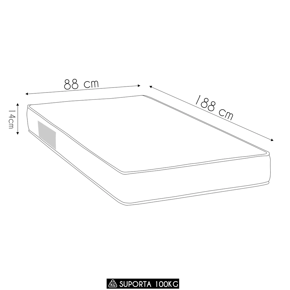 Colchão Solteiro Light Bordado Espuma D33 Selada 88x188x14cm - Ortobom