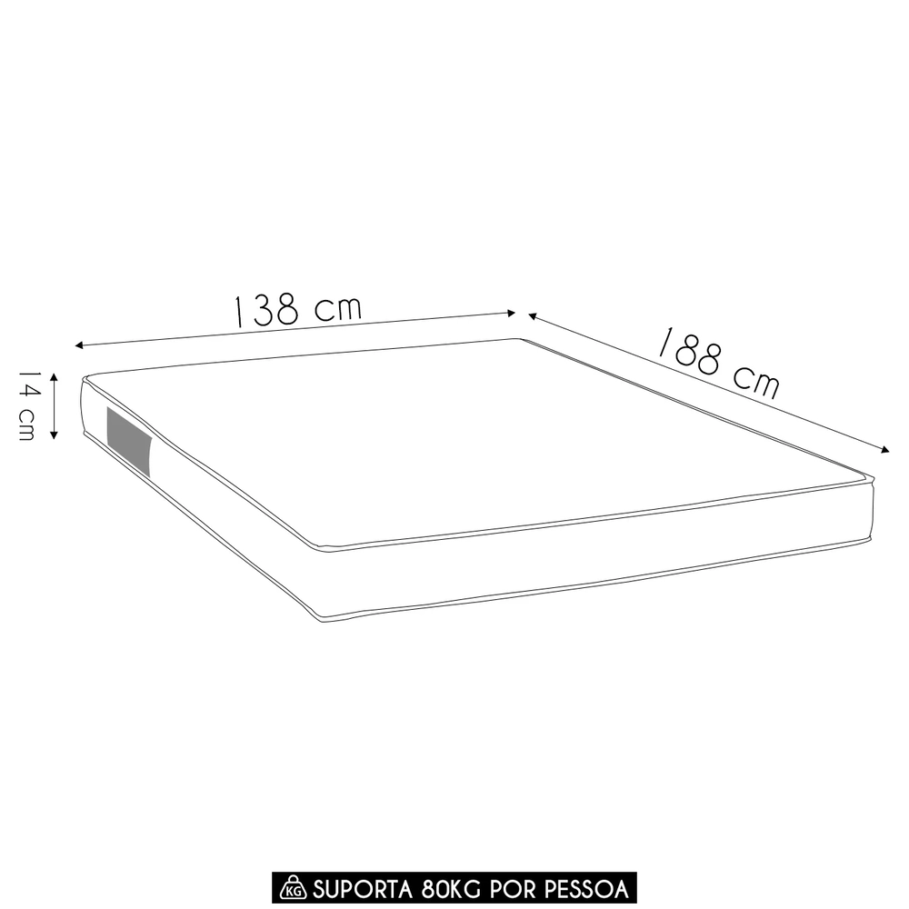 Colchão Casal Light Bordado Espuma D28 Selada 138x188x14cm   - Ortobom