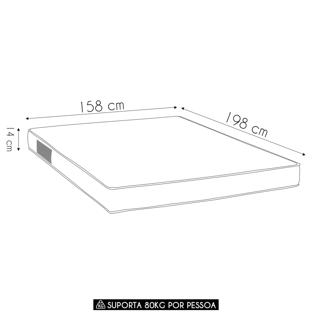 Colchão Casal Queen Light Bordado Espuma D28 158x198x14cm    - Ortobom