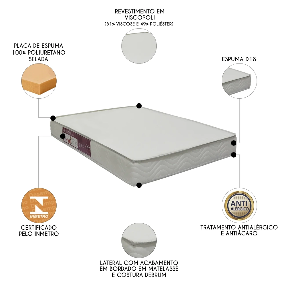 Colchão Berço Americano Baby Light Bordado D18 70x130x12cm   - Ortobom