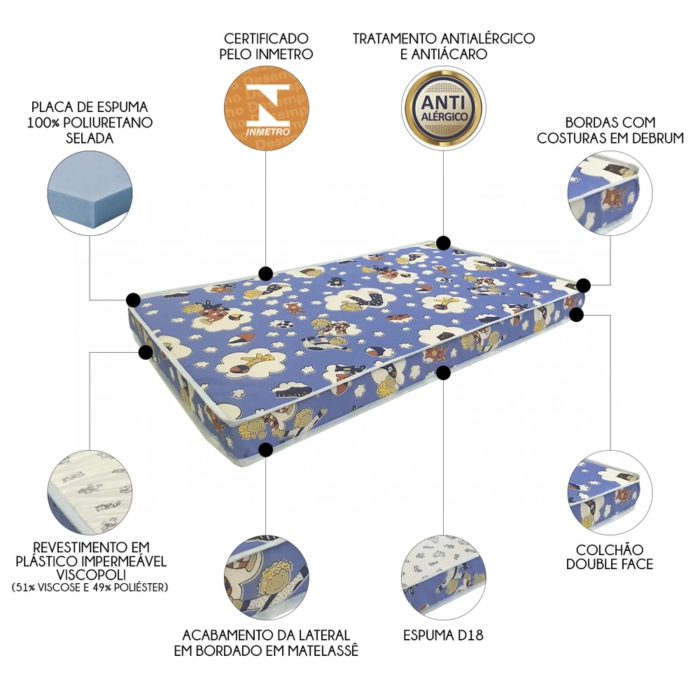 Colchão Para Berço Americano Baby Physical D18 70x130x10cm   - Ortobom