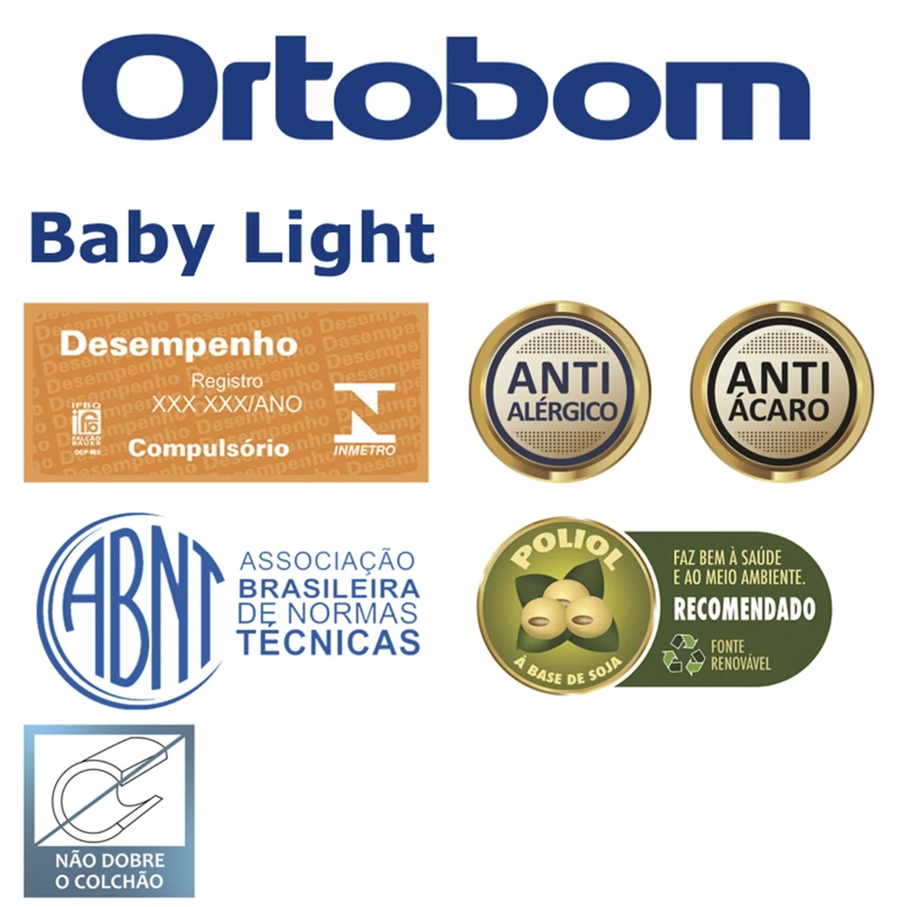 Colchão Para Berço Baby Light Bordado Espuma D18 60x130x12cm - Ortobom
