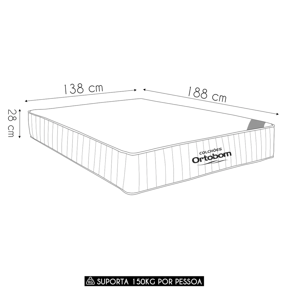 Colchão Casal Highfoam Bordado Espuma HR45 138x188x28cm      - Ortobom