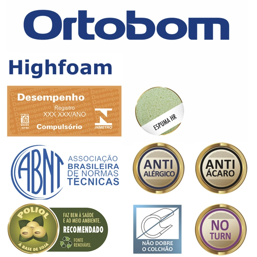 Colchão Casal Highfoam Bordado Espuma HR45 138x188x28cm      - Ortobom