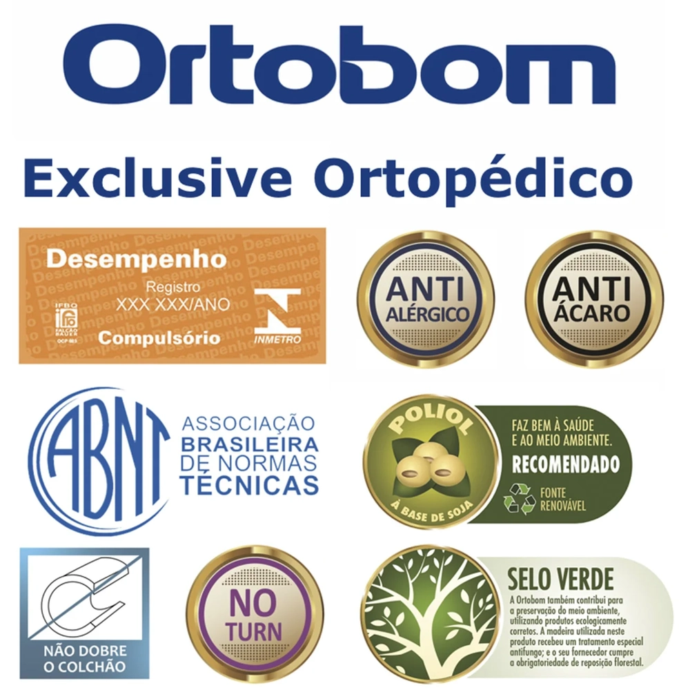 Colchão Solteiro Exclusive Ortopédico D28 Selado 88x188x27cm - Ortobom