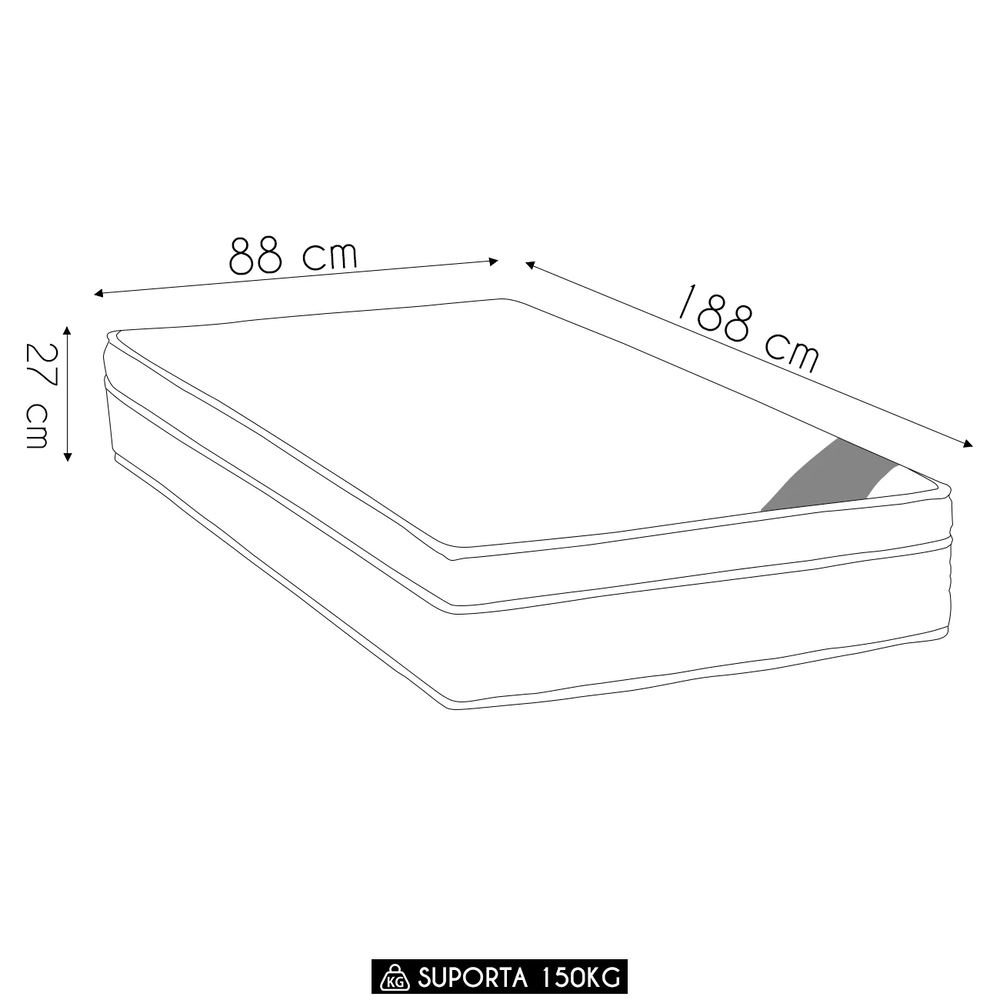 Colchão Solteiro Exclusive Ortopédico D28 Selado 88x188x27cm - Ortobom