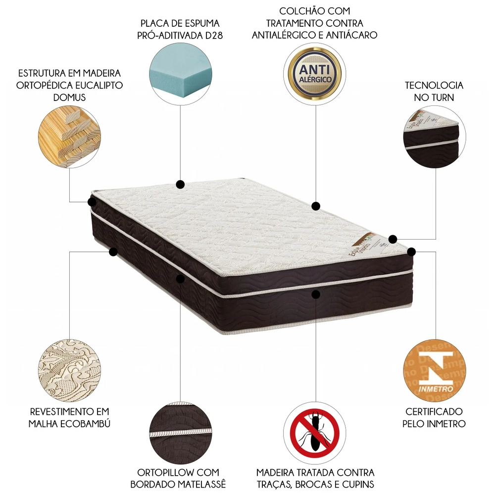Colchão Solteiro Exclusive Ortopédico D28 Selado 88x188x27cm - Ortobom