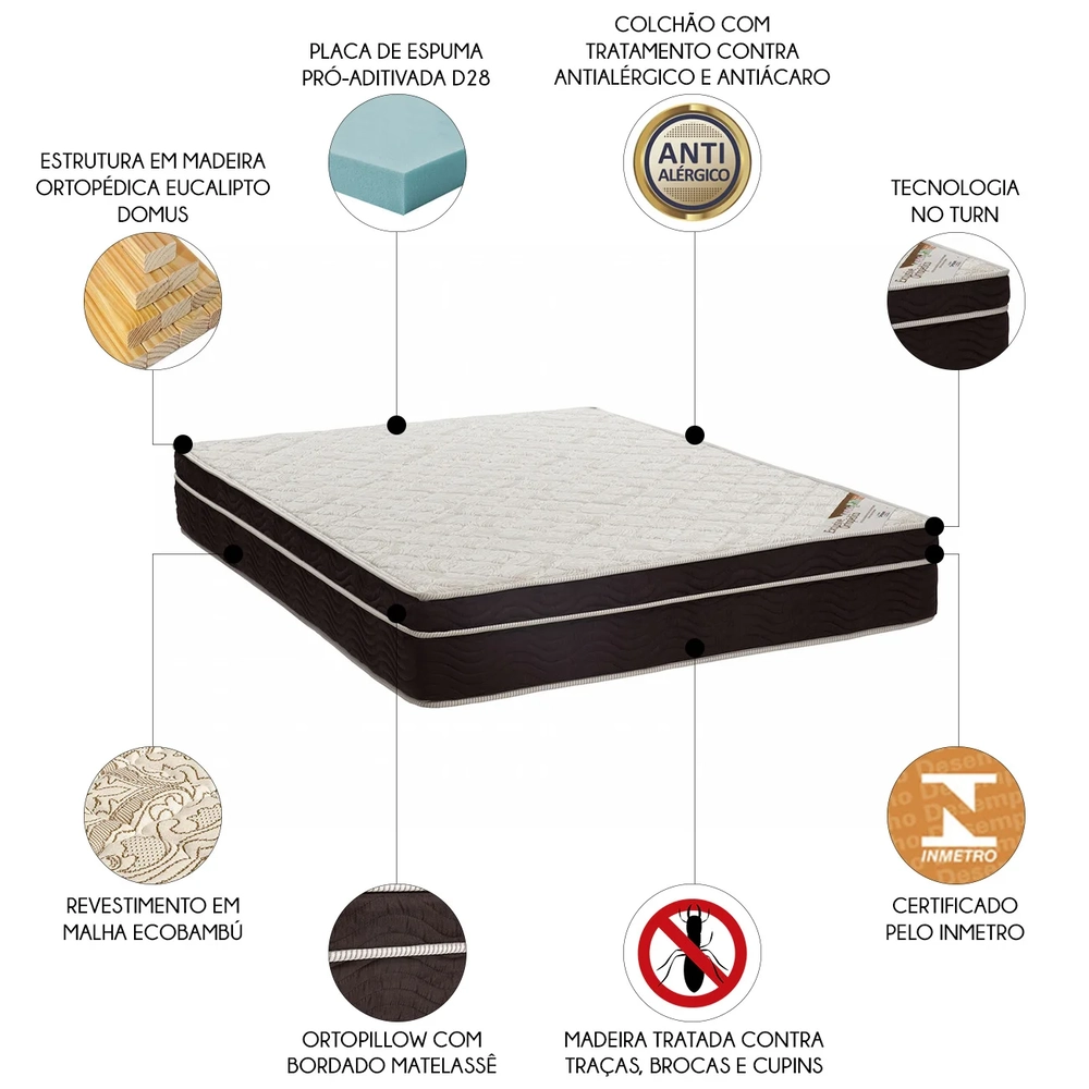 Colchão Casal Exclusive Ortopédico D28 Selado 138x188x27cm   - Ortobom