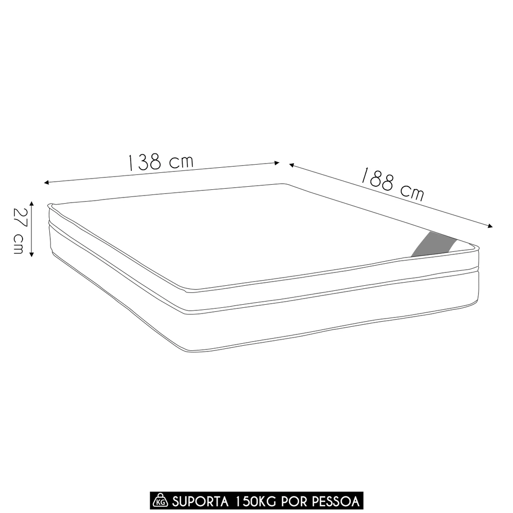 Colchão Casal Exclusive Ortopédico D28 Selado 138x188x27cm   - Ortobom
