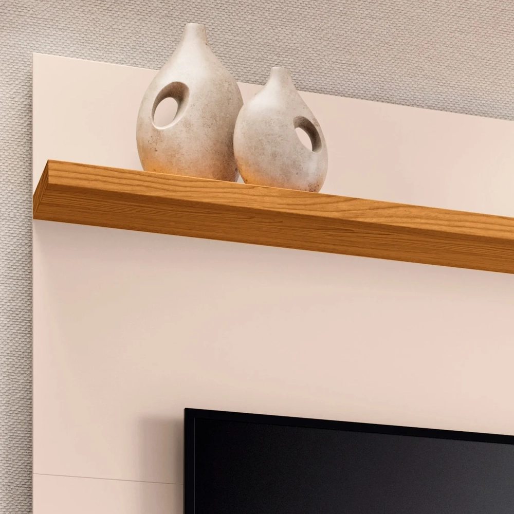 Painel Para TV Suspenso 55 Pol 160cm Aster H01 Cinamomo/Off - Mpozenato