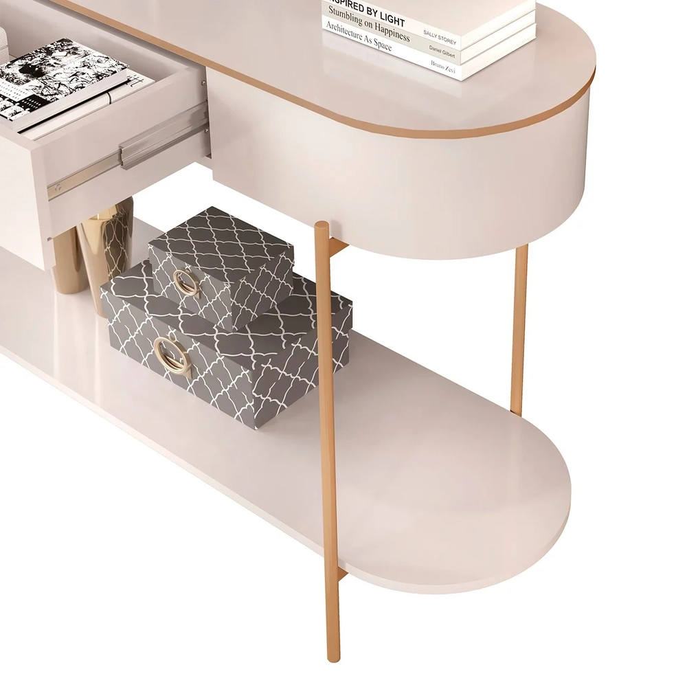 Aparador de Sala Pés Metálicos 135cm Jaspe D04 Off White - Mpozenato