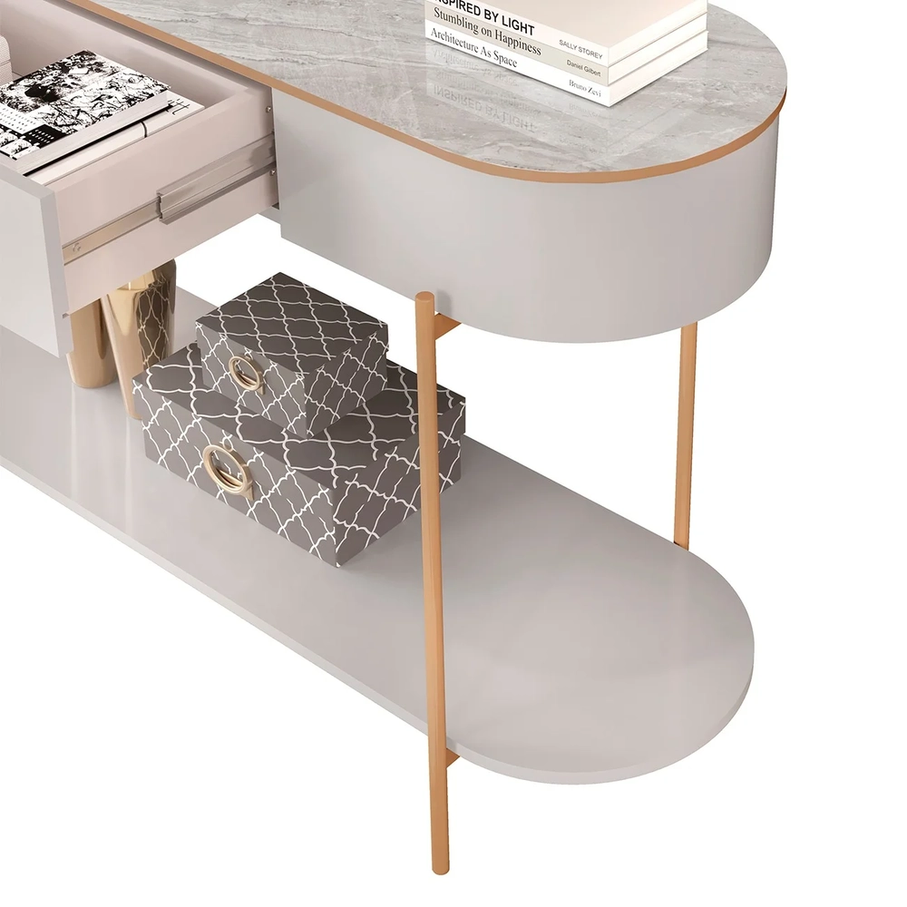 Aparador de Sala Pés Metálicos 135cm Jaspe D04 Bali/Quartzo - Mpozenato