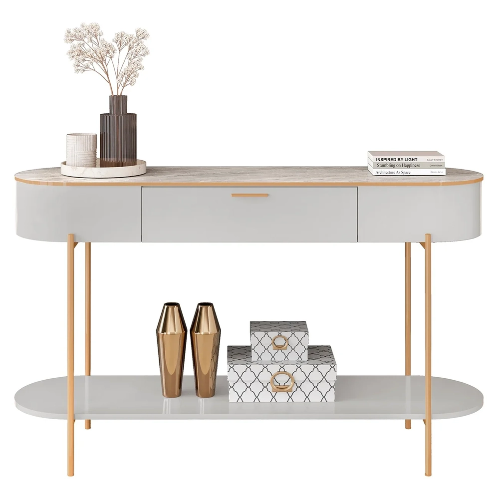 Aparador de Sala Pés Metálicos 135cm Jaspe D04 Bali/Quartzo - Mpozenato