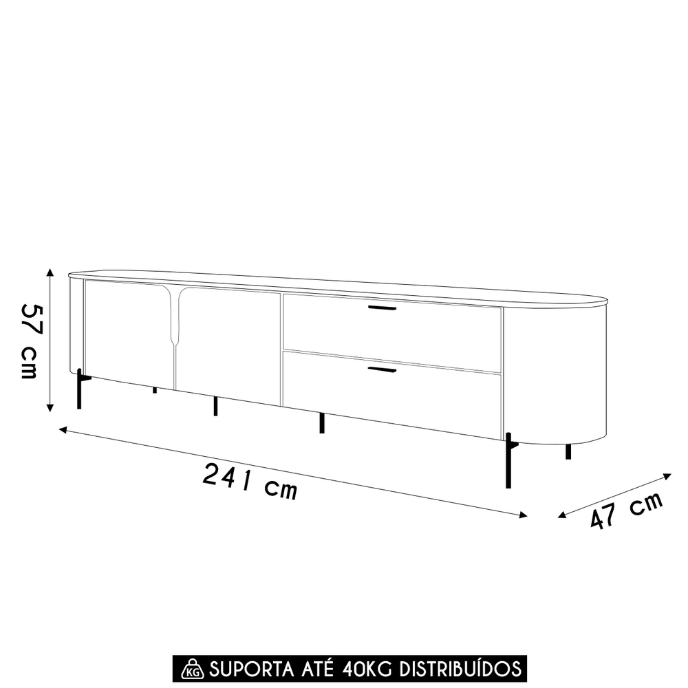Rack Bancada de TV 75 Pol 241cm Celi D04 Bali/Cedro - Mpozenato