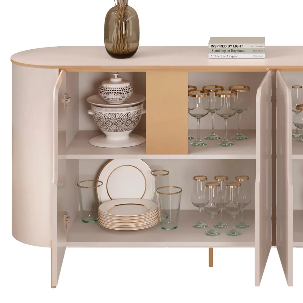 Buffet Aparador Para Sala 4 Portas 196cm Lena D04 Off White - Mpozenato