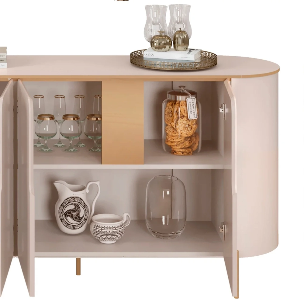 Buffet Aparador Para Sala 4 Portas 196cm Lena D04 Off White - Mpozenato