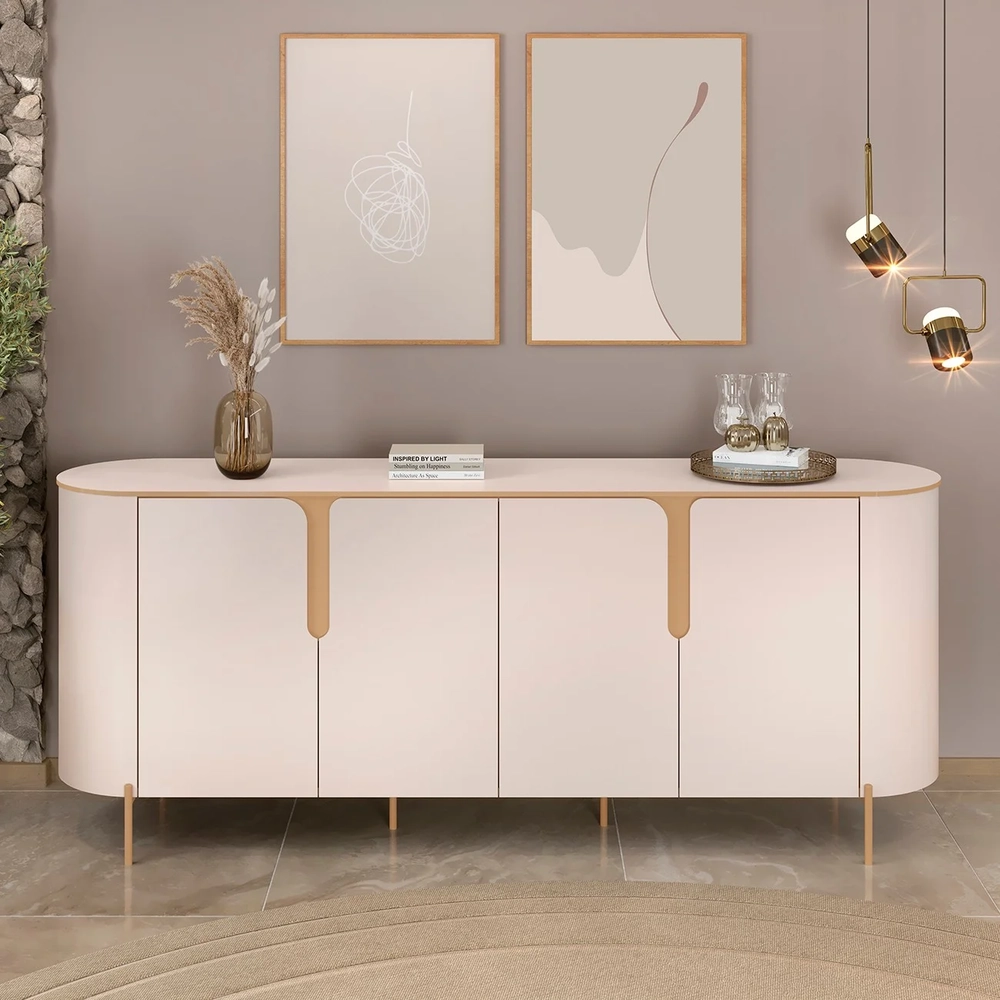 Buffet Aparador Para Sala 4 Portas 196cm Lena D04 Off White - Mpozenato