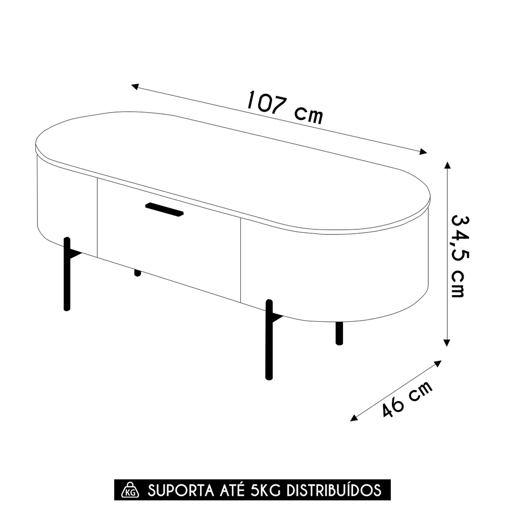 Mesa de Centro Para Sala Pés Metálicos Clover D04 Off White - Mpozenato