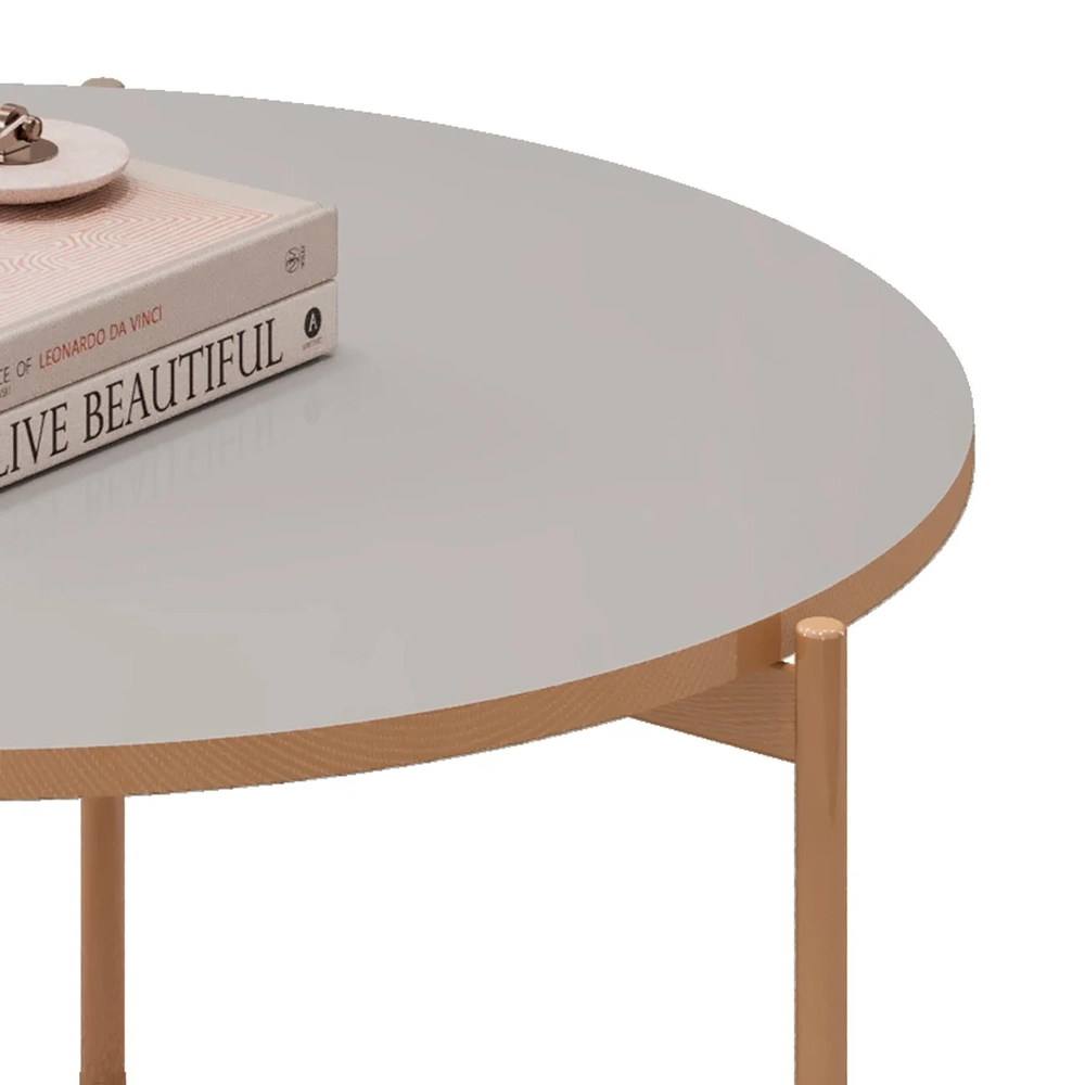 Mesa de Centro Redonda Para Sala Pé Metal Nala D04 Bali - Mpozenato