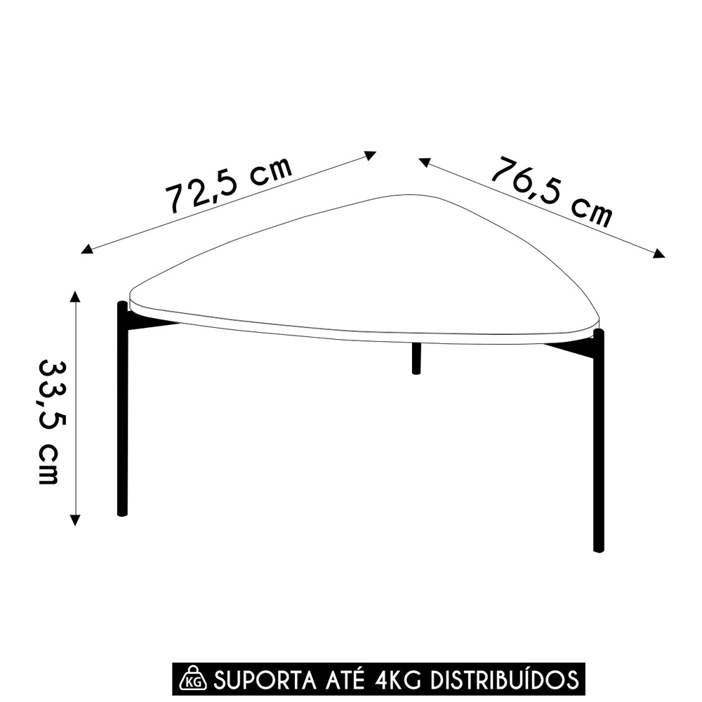 Mesa de Centro Orgânica Para Sala Pé Metal Zira D04 Bali - Mpozenato