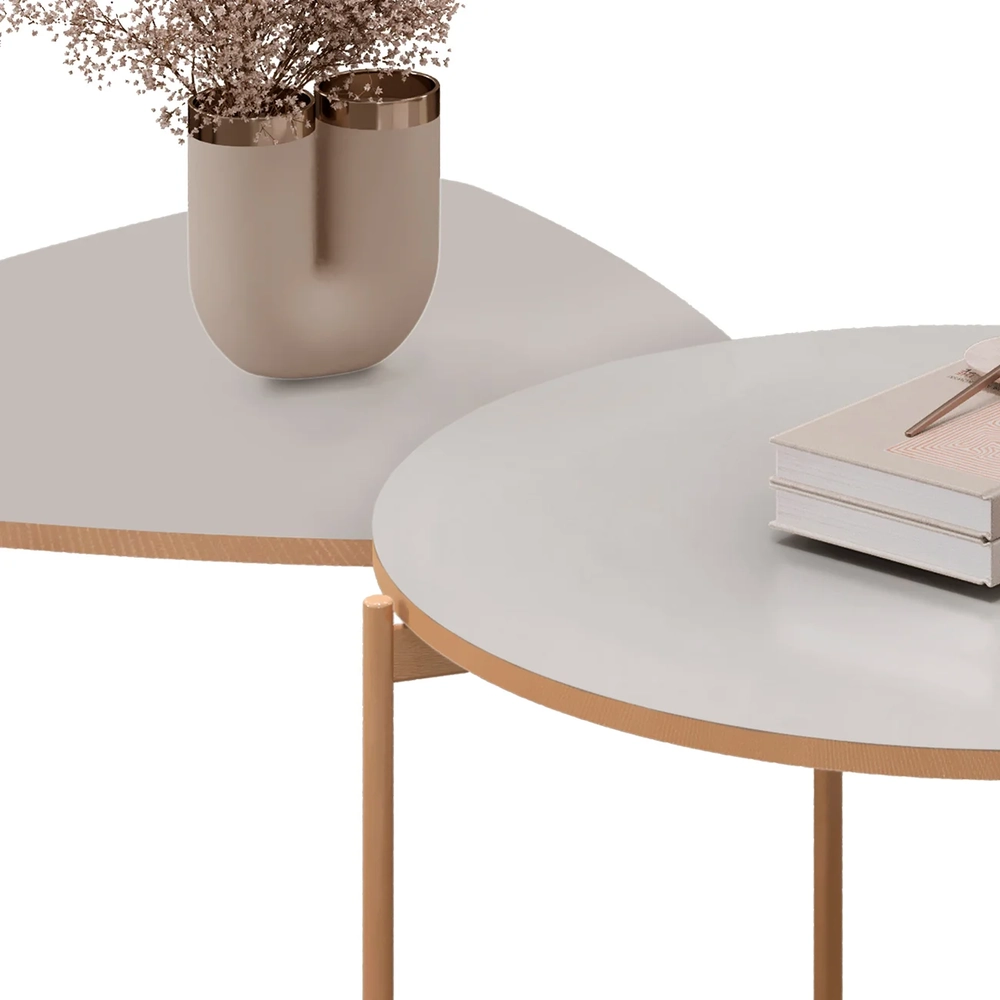 Mesa de Centro Para Sala Pés Metálicos Zira e Nala D04 Bali - Mpozenato