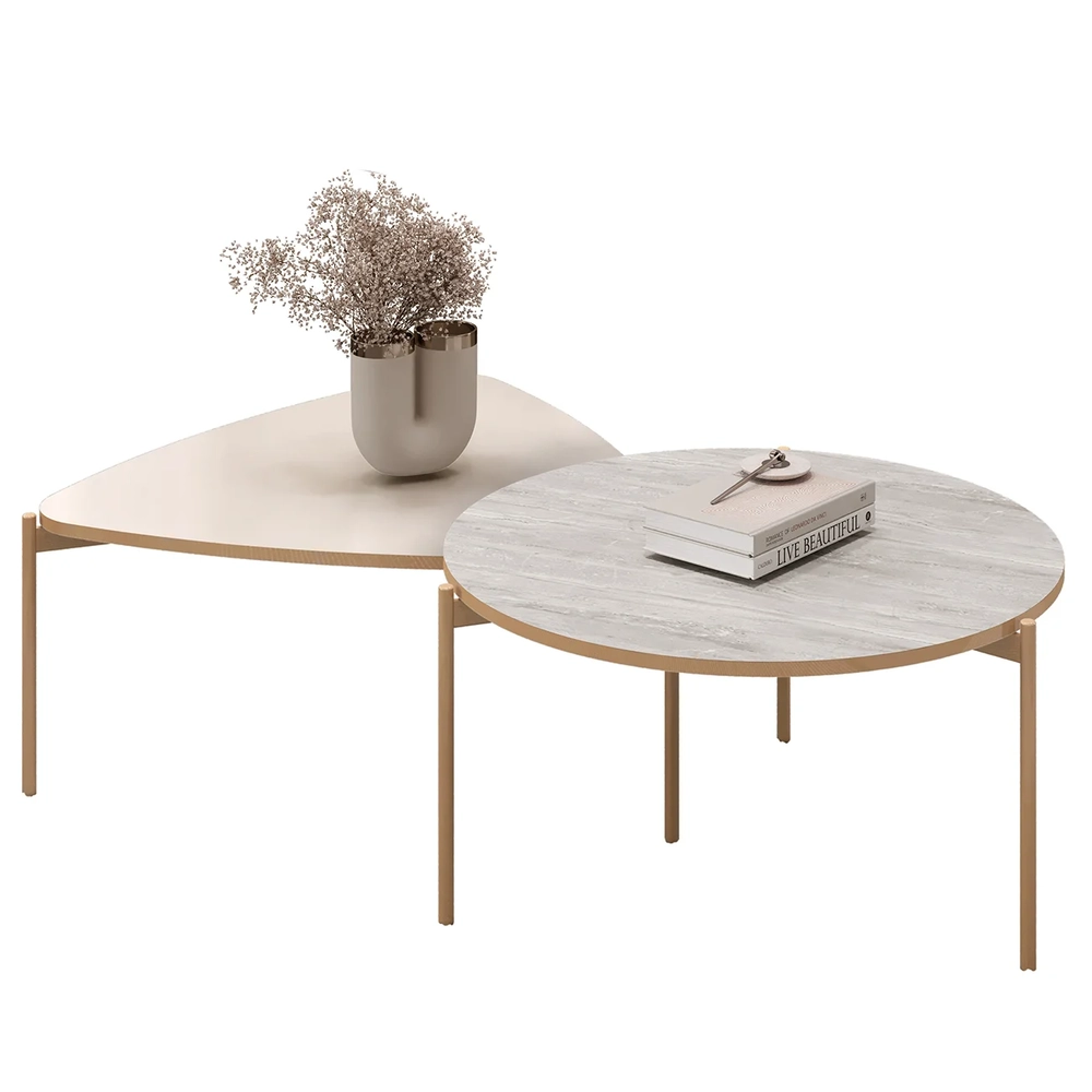 Aparador de Sala e Mesas de Centro Olivia D04 Off White - Mpozenato