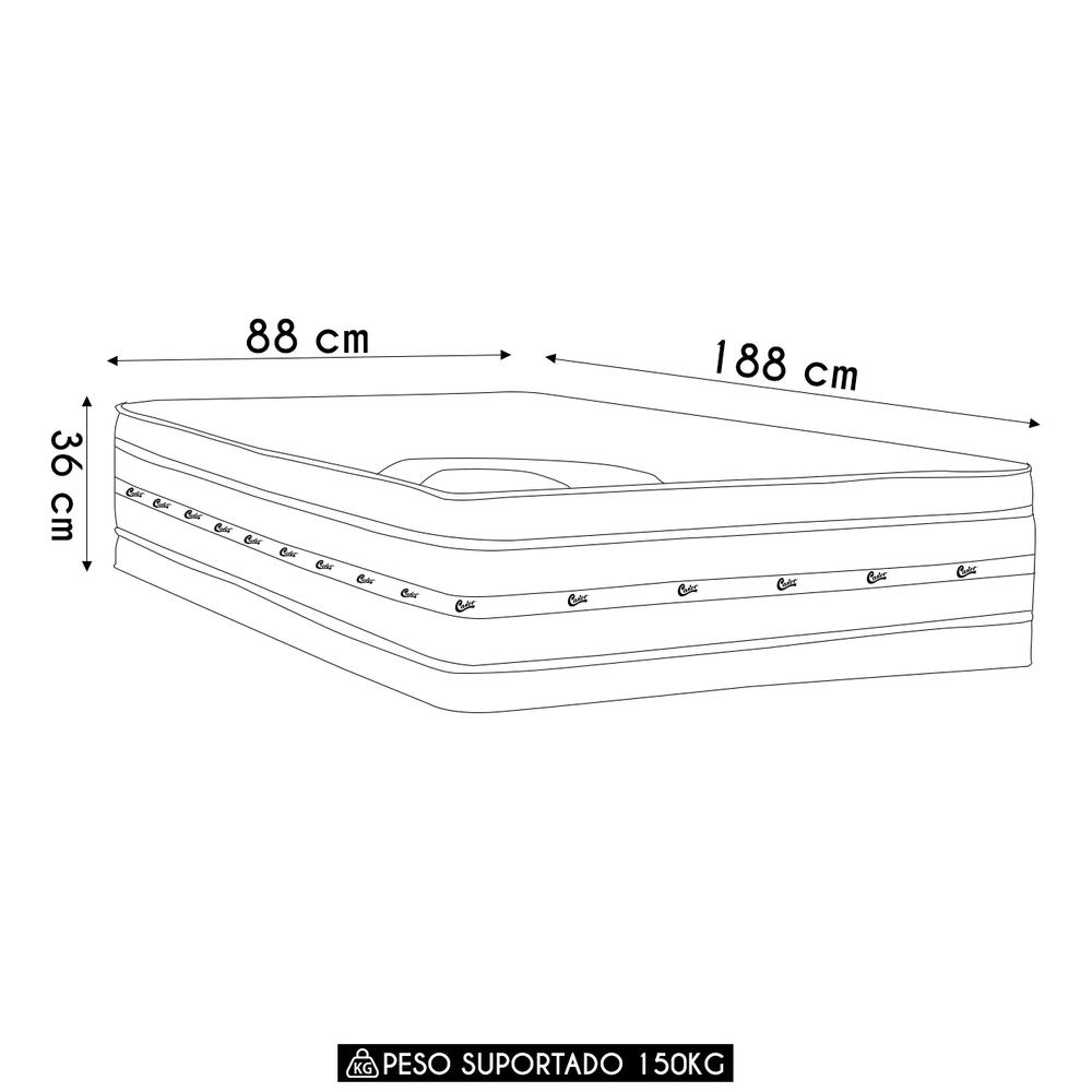 Colchão Solteiro Double Face Premium Gel 88X188x36cm - Castor
