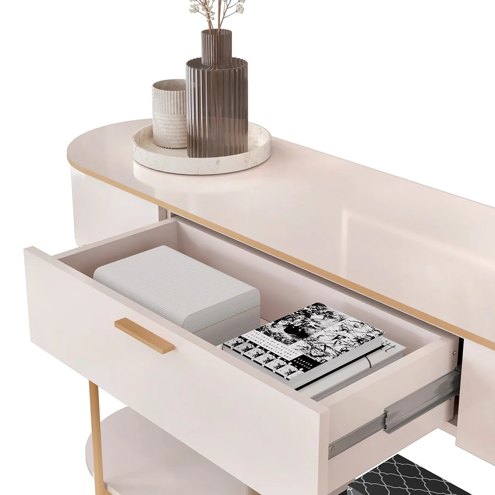 Aparador de Sala Jaspe e Mesa de Centro Clover Off White - Mpozenato