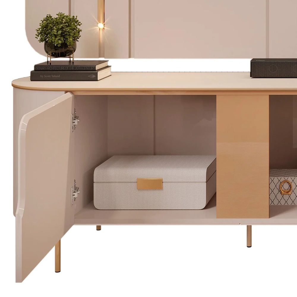 Painel Para TV 75 Pol e Rack Bancada 241cm Celi D04 Off White - Mpozenato