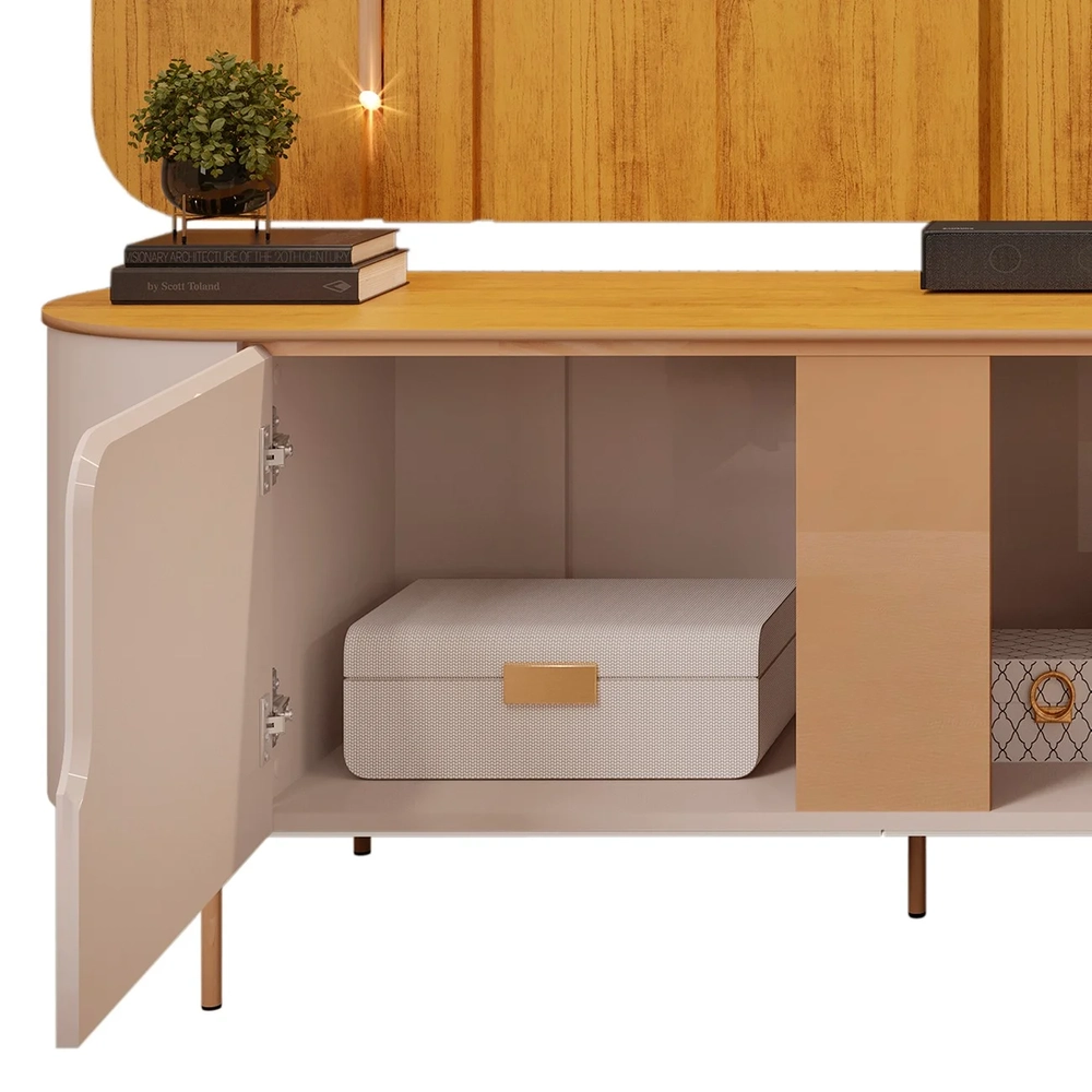 Painel Para TV 75 Pol e Rack Bancada 241cm Celi D04 Bali/Cedro - Mpozenato