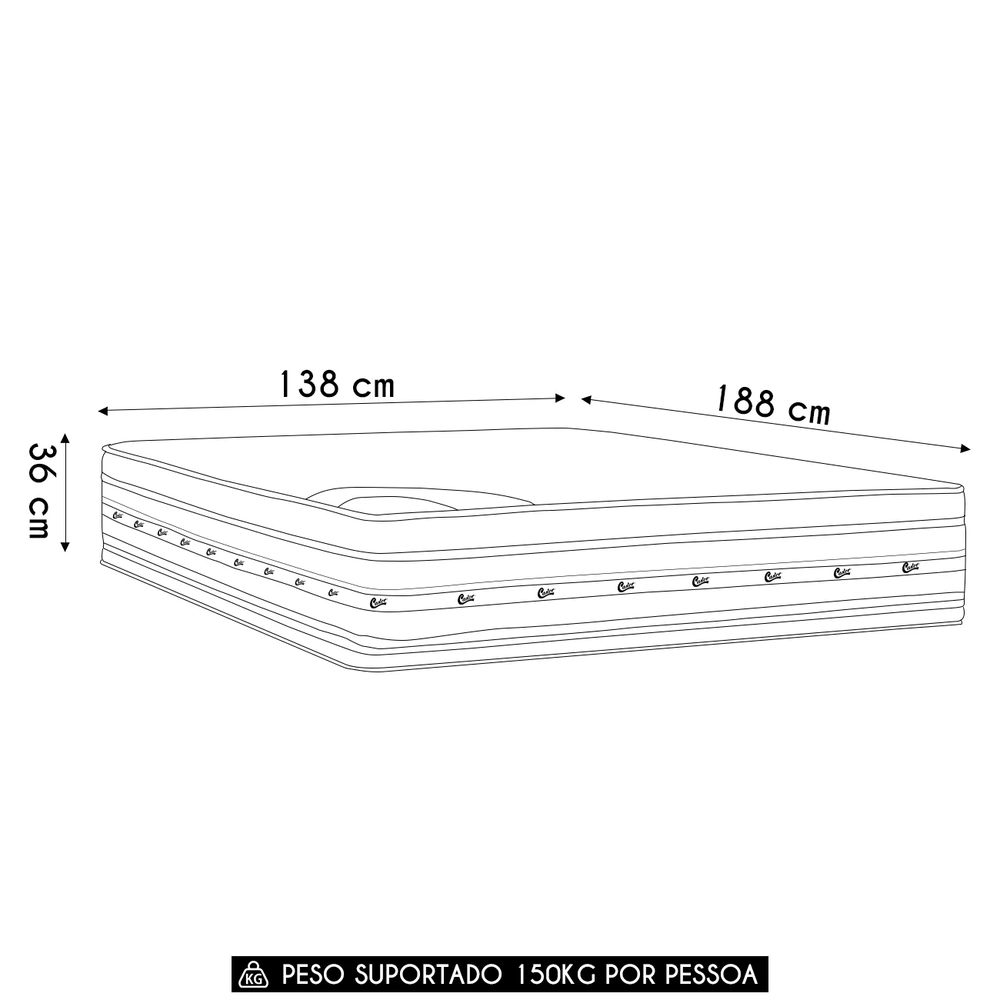 Colchão Casal Double Face Premium Gel 138x188x36cm - Castor
