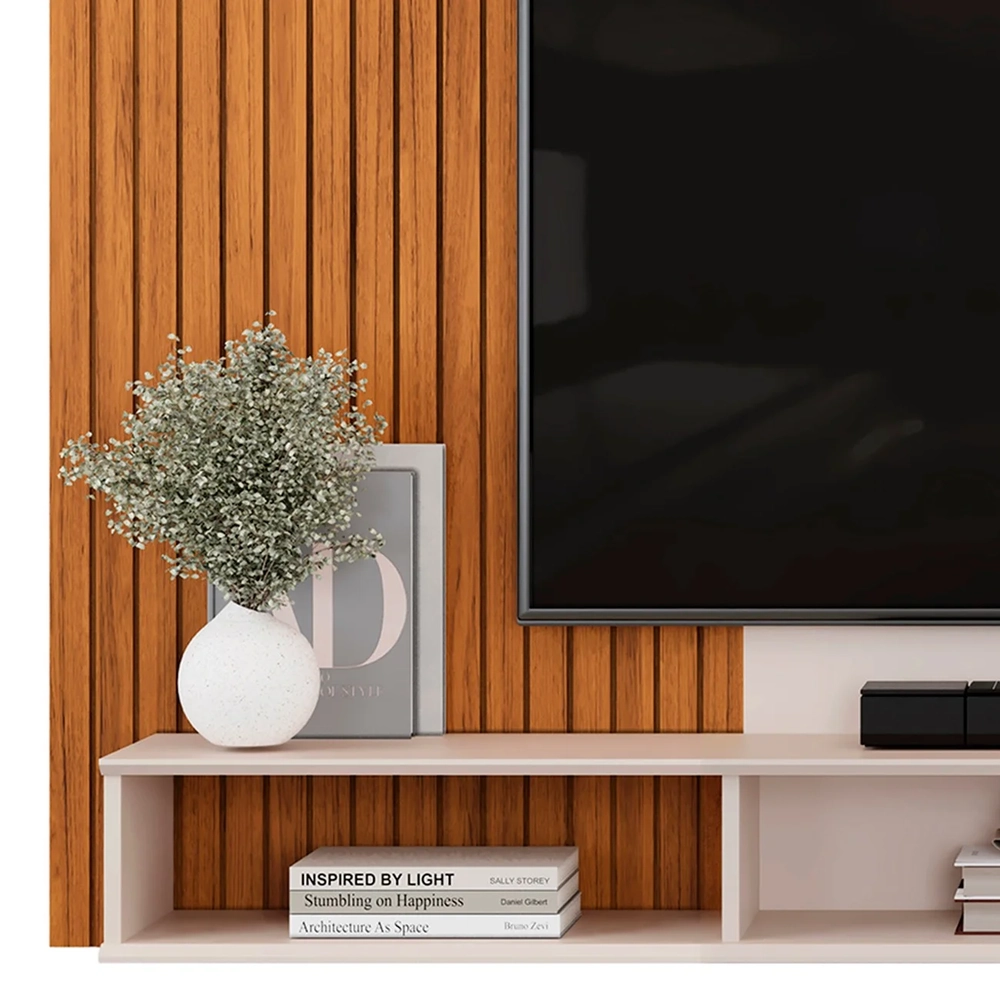 Painel TV 70 Pol 215cm Bancada Suspensa Ethan D04 Freijó/Off - Mpozenato