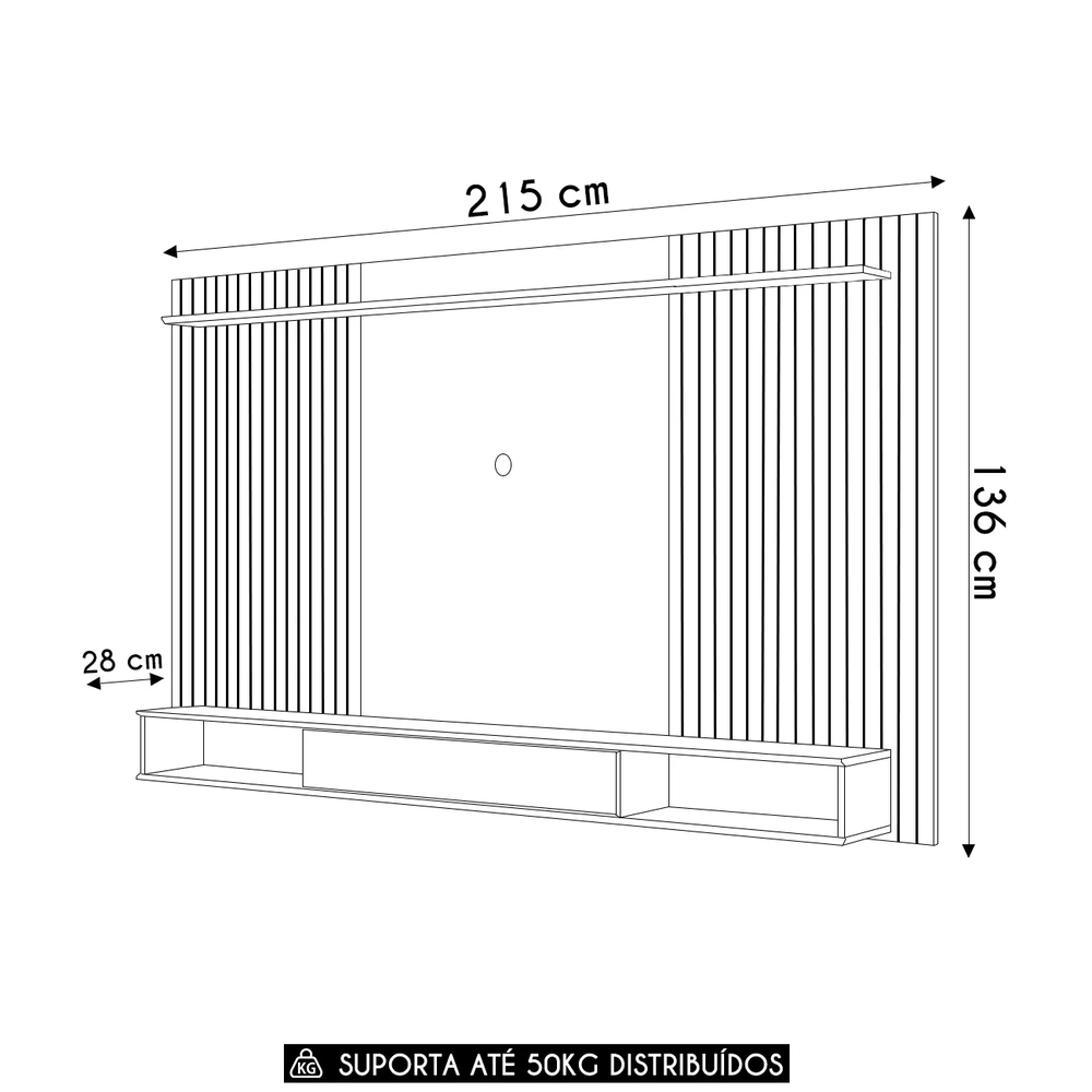 Painel TV 70 Pol 215cm Bancada Suspensa Ethan D04 Freijó/Off - Mpozenato