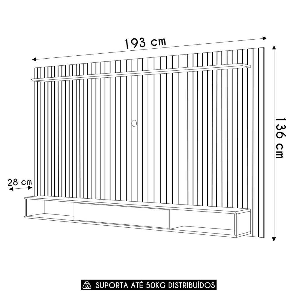 Painel TV 70 Pol 193cm Bancada Suspensa Ian D04 Cedro/Bali - Mpozenato