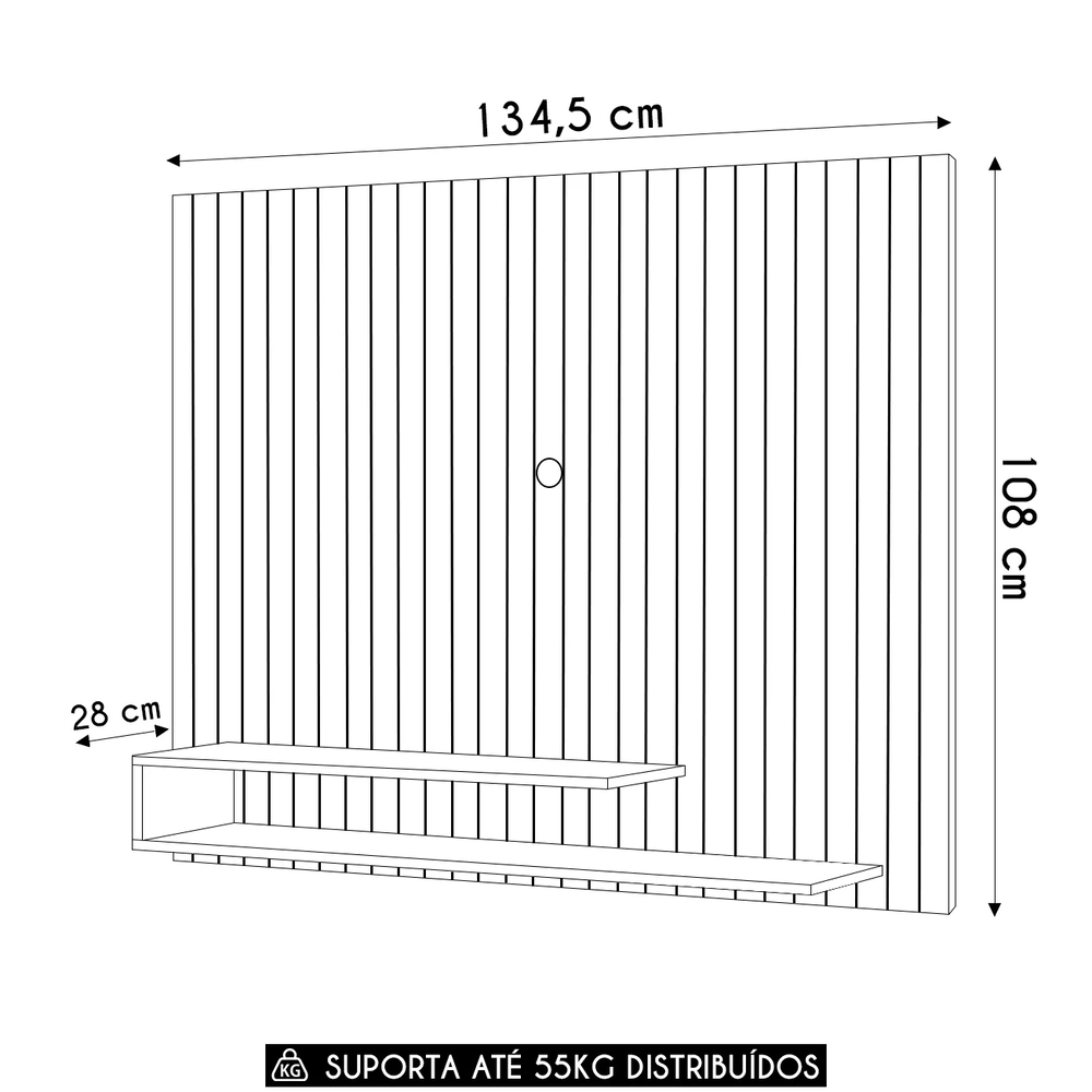 Painel TV 55 Pol 134cm Ripado David D04 Freijó/Off White - Mpozenato