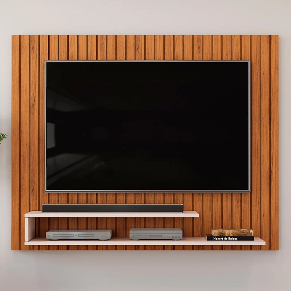 Painel TV 55 Pol 134cm Ripado David D04 Freijó/Off White - Mpozenato