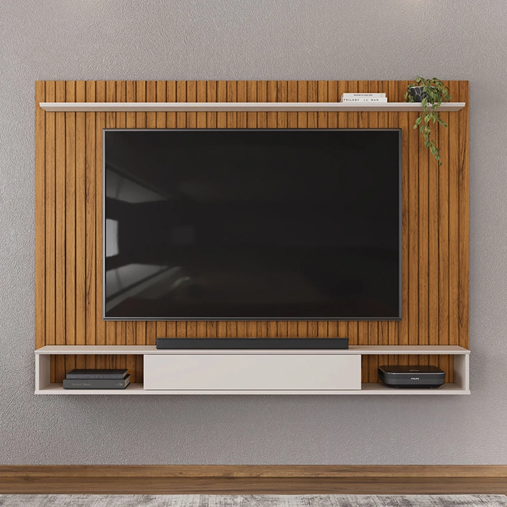 Painel TV 70 Pol 193cm Bancada Suspensa Ian D04 Freijó/Off - Mpozenato