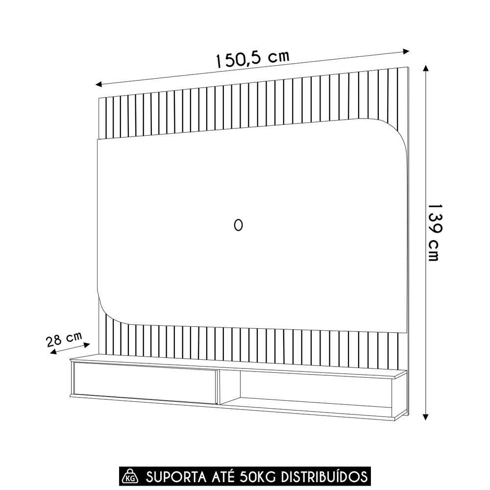 Painel TV 65 Pol 150cm Bancada Suspensa James D04 Freijó/Off - Mpozenato