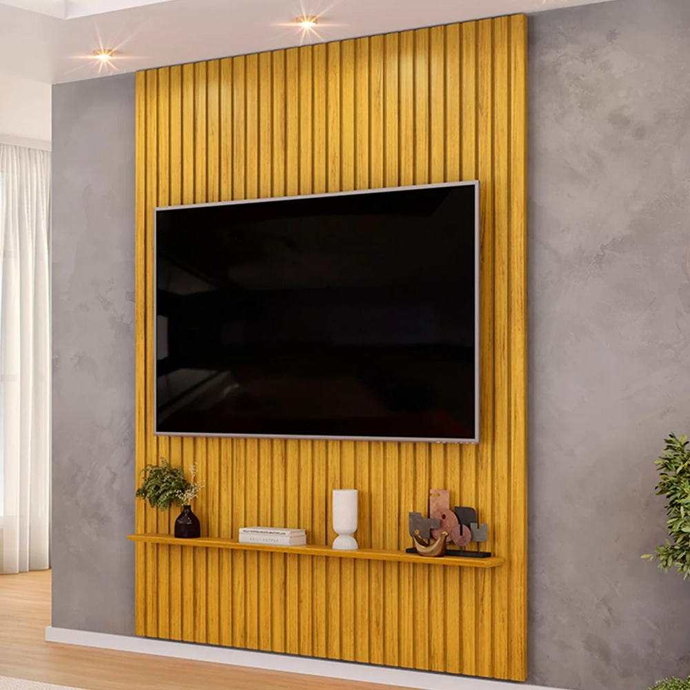 Painel TV 65 Pol 183cm Suspenso Ripado Noah D04 Cedro - Mpozenato