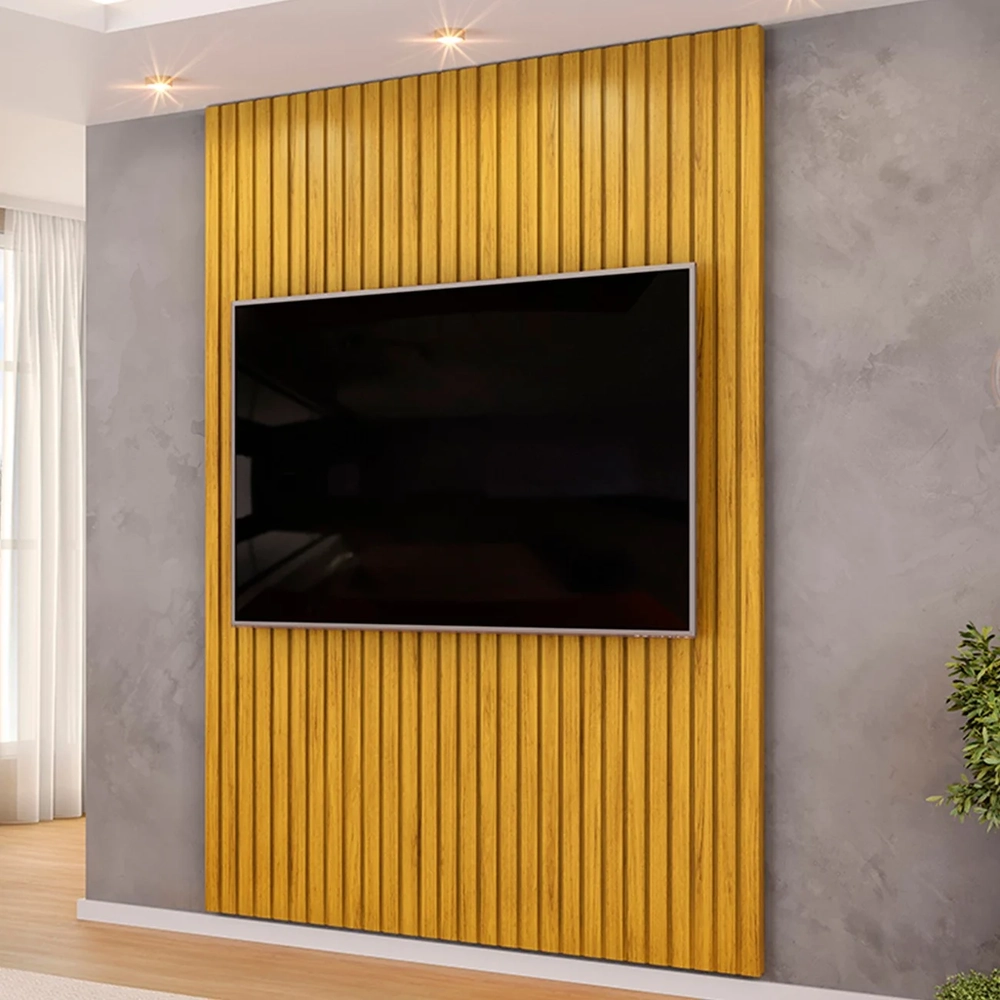 Painel TV 65 Pol 183cm Suspenso Ripado Noah D04 Cedro - Mpozenato