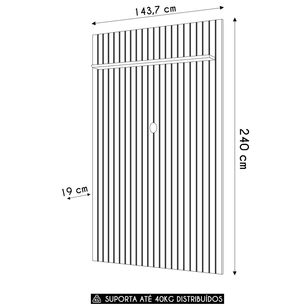 Painel TV 60 Pol 143cm Suspenso Ripado Noah D04 Cedro - Mpozenato